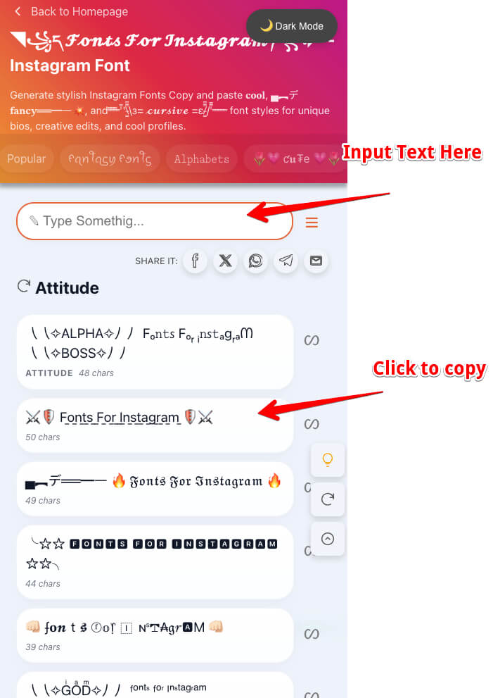 how to use fancy fonts instagram